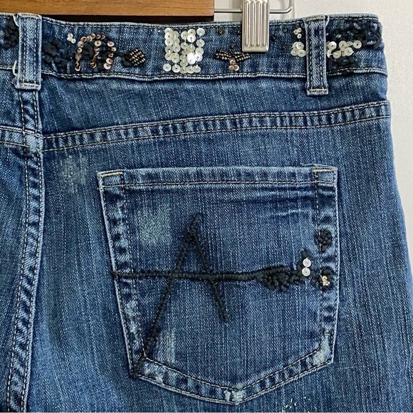 Vintage American Exchange boho embellished kick crop jeans size 32 - Picture 7 of 16